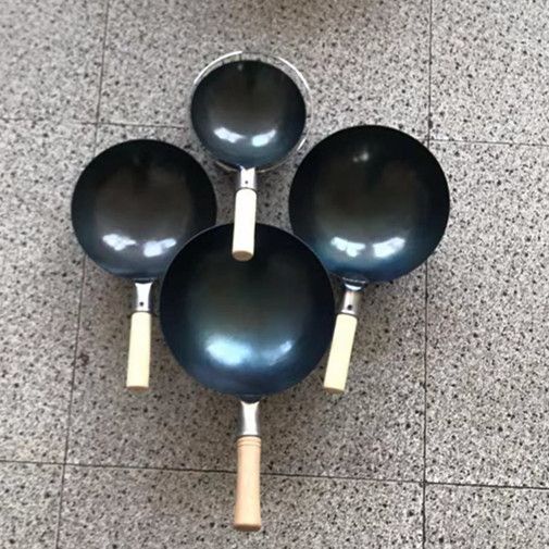 หม ้ อมินิมัลติฟังก ์ ชั ่ นหม ้ อกลมขนาดเล ็ ก 17/20/24/26/28ซม.ไม ่ เคลือบHand-Made Old-fashioned Wrought Ironรอบด ้ านล ่ างอาหารเสริมเด ็ กกระทะขนาดเล ็ กกระทะไม ่ ติด