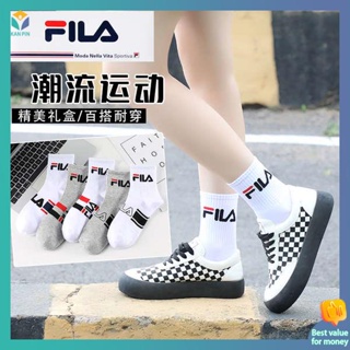 ถุงเท้าครึ่งแข้ง ถุงเท้าฟุตบอล Fila FILA ถุงเท้าผ้าฝ้ายแท้สำหรับฤดูร้อนสำหรับผู้ชายและผู้หญิงถุงเท้าวิ่งแฟชั่นสำหรับกีฬาระบายอากาศระงับกลิ่นกาย