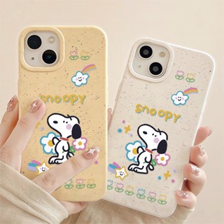 เคสโทรศัพท์มือถือแบบนิ่ม ลายสนูปปี้ ดอกไม้ สีขาว สําหรับ iphone 14promax 11 13 12 7 8 Plus X XR XSMax