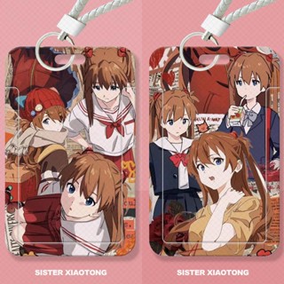 กระเป๋าใส่บัตรรถบัส ป้องกันรอย ลาย Evangelion Asuka สําหรับนักเรียน