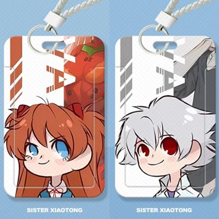 กระเป๋าใส่บัตรรถบัส ป้องกันรอย ลาย Evangelion Asuka สําหรับนักเรียน