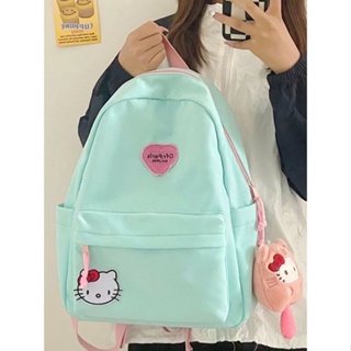 กระเป๋าเป้สะพายหลัง กระเป๋านักเรียน พิมพ์ลาย Hello Kitty น่ารัก สีชมพู สําหรับผู้หญิง y2k KT