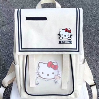 กระเป๋าเป้สะพายหลัง พิมพ์ลาย Hello Kitty น่ารัก สําหรับนักเรียนหญิงมัธยมต้น