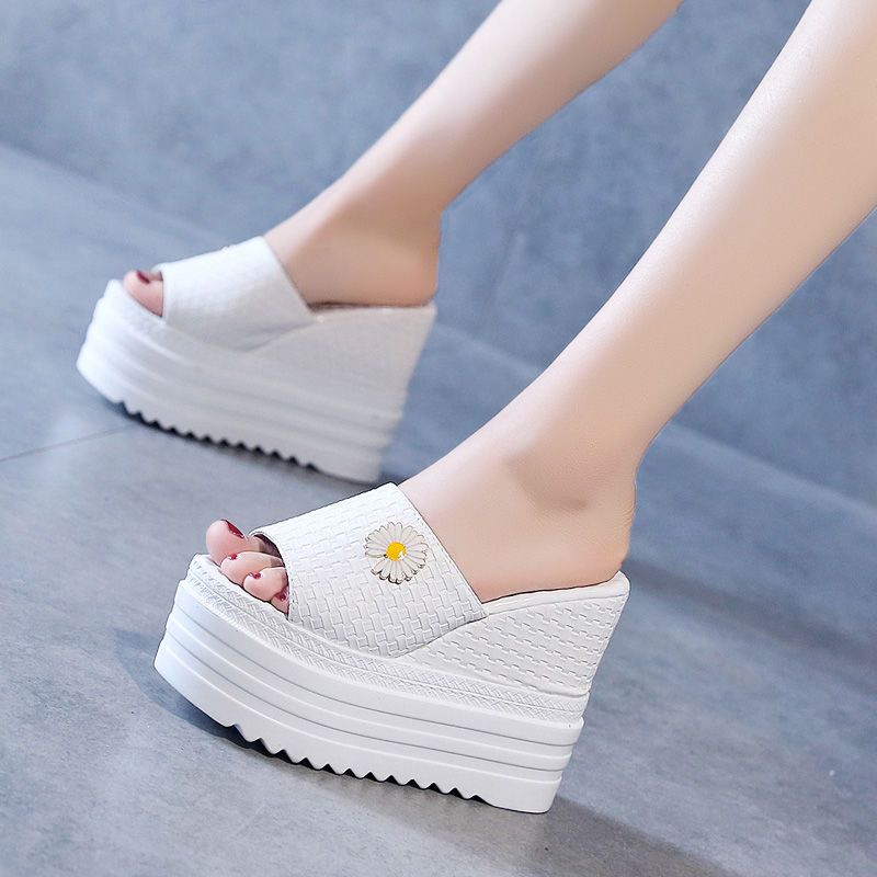 ใหม่ รองเท้าส้นสูง 10 ซม. ส้นหนา สีขาว แฟชั่นฤดูร้อน สําหรับผู้หญิง 2023