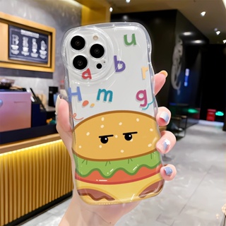 เคสใส แบบนิ่ม ลายแฮมเบอร์เกอร์ สําหรับ iphone 14 pro Max 11 13 12 7Plus 8 X XS Max