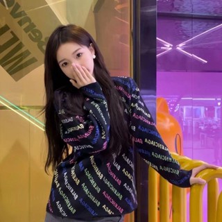 Spot Balenciaga เสื้อกันหนาว คอกลม ทรงหลวม สีพื้น