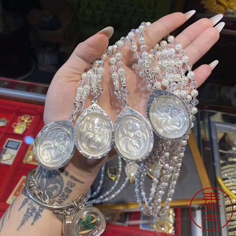 T Thailand สร้อยคอโซ่ลูกปัดคริสตัล ไม่จางหาย สวยงาม 8