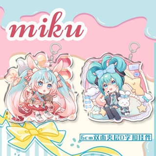 Hatsune miku พวงกุญแจอะคริลิค จี้รูปกระต่ายหูใหญ่ สองมิติ