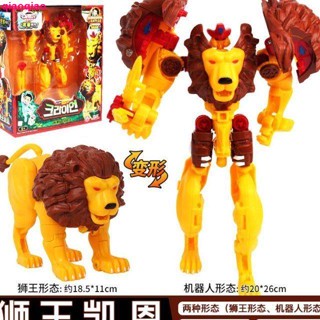 โมเดลหุ่นยนต์รถยนต์ Kabao Car God 4 Beast Era Lion King Kane Deformation Dinosaur Mecha Robot ของเล่นสําหรับเด็กผู้ชาย