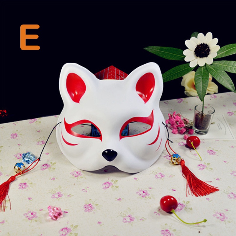 ฮาโลวีนคอสเพลย์ของขวัญพู่และระฆังครึ่งหน้า Kitsune Fox Mask