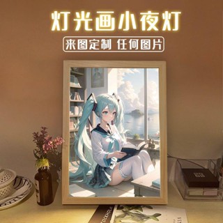 โคมไฟกลางคืน รูป Hatsune Miku แบบชาร์จไฟได้ เหมาะกับของขวัญ สําหรับตกแต่งห้อง