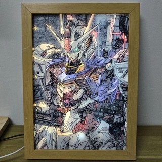 ภาพวาดไฟ led รูปหุ่นยนต์กันดั้ม One Piece Tanjiro เรืองแสง สําหรับตกแต่ง