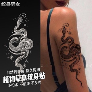 Sa Tattoo [Tattoo Men Women] Ukiyo-e Snake Herbal Juice Tattoo Sticker Japanese Traditional Moon Dark Flower Arm Tattoo Sticker