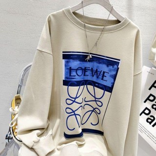 Loewe เสื้อกันหนาว คอกลม ทรงหลวม ขนาดเล็ก สไตล์เกาหลี แฟชั่นฤดูใบไม้ร่วง และฤดูหนาว สําหรับผู้หญิง