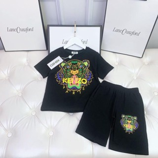 Kenzo ชุดเสื้อยืดแขนสั้น กางเกงขาสั้น พิมพ์ลายหัวเสือ แบบบาง แฟชั่นฤดูร้อน สําหรับเด็กผู้ชาย และเด็กผู้หญิง