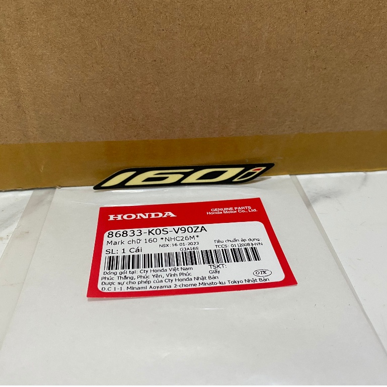เครื่องหมายข้อความ Honda 160i แท้ | สติ๊กเกอร์แท้ Honda 160i SH (2022-2023) *NHC26M* (86833-K0S-V90Z