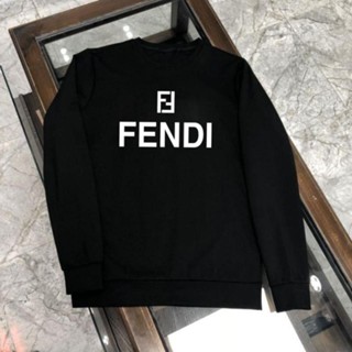 Fendi เสื้อกันหนาว คอกลม ผ้าฝ้ายแท้ ทรงหลวม ขนาดใหญ่ สําหรับผู้ชาย และผู้หญิง