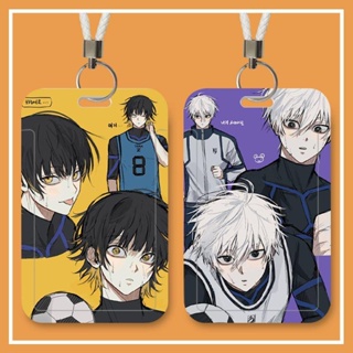 กระเป๋าใส่บัตรสไลด์ ลายการ์ตูนอนิเมะ BLUE LOCK Isagi Yoichi Bachira Meguru Kunigami Rensuke Chigiri Hyoma BLUE Prison สําหรับนักเรียน