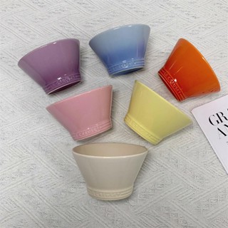 Le CREUSET ชามเซรามิค ทรงสูง สีรุ้ง ของใช้ในครัวเรือน สําหรับใส่อาหาร สลัด