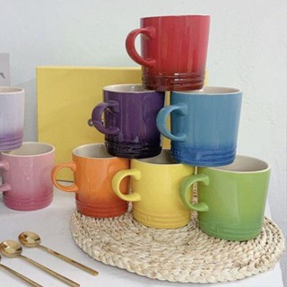 Le CREUSET แก้วกาแฟเซรามิก สีรุ้ง สไตล์ฝรั่งเศส 350-400 มล.