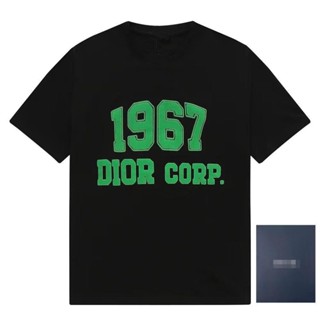 Dior ใหม่ เสื้อยืดแขนสั้น ผ้าฝ้ายแท้ พิมพ์ลายตัวเลข 1967 หรูหรา แฟชั่นฤดูร้อน 2023