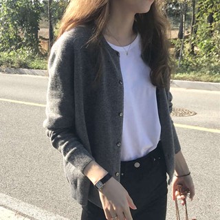 เสื้อคลุมไหมพรม cardigan 2023ฤดูใบไม้ผลิใหม่เสื้อสเวตเตอร์สไตล์ชิวๆสำหรับผู้หญิงเสื้อคาร์ดิแกนถักทรงหลวมบางแมทช์ลุคง่ายสำหรับฤดูใบไม้ร่วงและฤดูหนาว