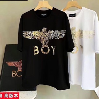 Boy LONDON เสื้อยืดแขนสั้นลําลอง ผ้าฝ้ายแท้ ทรงหลวม ลายนกอินทรีย์ สีบรอนซ์ แฟชั่นฤดูใบไม้ผลิ และฤดูร้อน สําหรับผู้ชาย และผู้หญิง