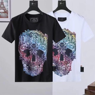 เสื้อยืดแขนสั้น คอกลม พิมพ์ลาย Philipp Plein แฟชั่นฤดูร้อน สําหรับผู้ชาย และผู้หญิง