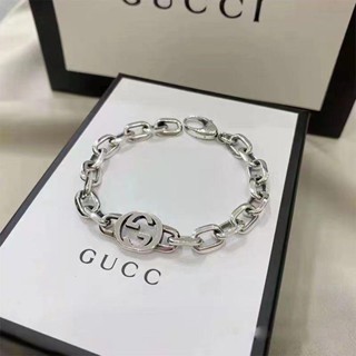 Gucci สร้อยข้อมือเงิน 925 3G 3G หรูหรา สไตล์เรโทร แฟชั่น