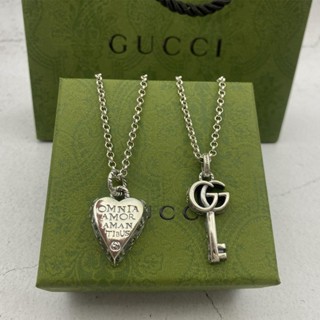 Gucci สร้อยคอ สร้อยข้อมือ จี้รูปหัวใจ เงินไทย 925 แฟชั่นใหม่