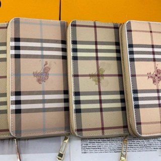 Burberry s กระเป๋าสตางค์ ใบยาว หนัง PU พิมพ์ลาย เรียบง่าย เข้ากับทุกการแต่งกาย แฟชั่นสําหรับผู้ชาย และผู้หญิง