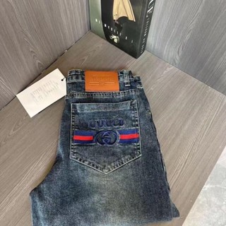 Gucci กางเกงยีนขายาว ยืดหยุ่น เข้ารูป ซักทําความสะอาดได้ สําหรับผู้ชาย