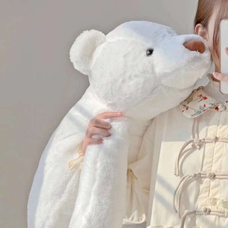 ตุ๊กตา ตุ๊กตาตัวใหญ่ ตุ๊กตาหมีขาวตัวน้อยตุ๊กตาตุ๊กตาหมีแพนด้าขาหนีบหมอนกอดสาวนอนตุ๊กตาผ้าของขวัญไซส์ใหญ่เตียง