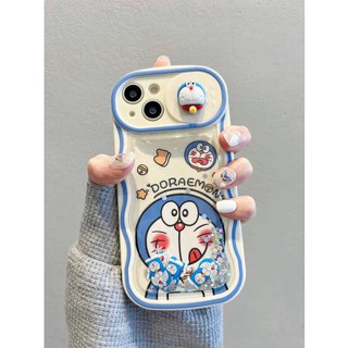 เคสโทรศัพท์มือถือ กันกระแทก ลายการ์ตูนโดเรม่อน แต่งกลิตเตอร์ สีฟ้า สร้างสรรค์ สําหรับ Apple Iphone 13 14promax 14pro 13pro 12 11