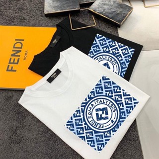 Fendi เสื้อยืดคอกลม แขนสั้น พิมพ์ลายตัวอักษร little monster double FF แฟชั่นฤดูร้อน สําหรับผู้ชาย 2023