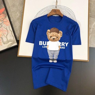 เสื้อยืดคอกลม แขนสั้น ผ้าฝ้าย พิมพ์ลายตัวอักษร Burberry แฟชั่นฤดูร้อน สําหรับผู้ชาย