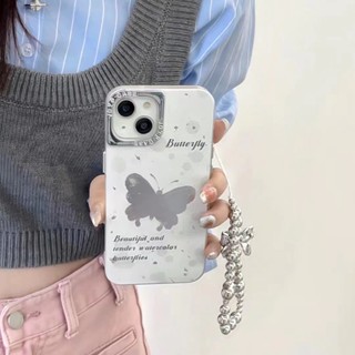 เคสโทรศัพท์มือถือ กันลื่น ลายผีเสื้อน่ารัก พร้อมสายโซ่คล้อง สําหรับ iPhone 15 Pro max 15 Pro 15 14Pro max 14Pro 14 13 Pro 13Pro max 12 Pro 11