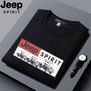 Jeep/jeep เสื้อยืดคอกลม แขนสั้น ผ้าฝ้ายแท้ ทรงหลวม ขนาดใหญ่ สําหรับผู้ชาย