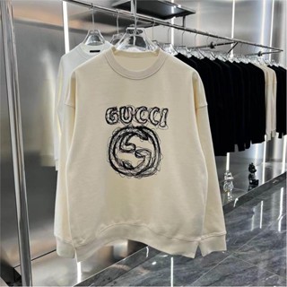 Gucci 23ss เสื้อกันหนาว แขนยาว ทรงหลวม พิมพ์ลายตัวอักษรกราฟฟิติ สไตล์เดียวกัน ฤดูใบไม้ร่วง และฤดูหนาว สําหรับผู้ชาย และผู้หญิง