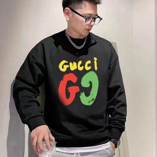 Gucci เสื้อแขนยาว ผ้าฝ้ายแท้ พิมพ์ลายตัวอักษร 23ss แฟชั่นฤดูใบไม้ร่วง และฤดูหนาว สําหรับผู้ชาย และผู้หญิง