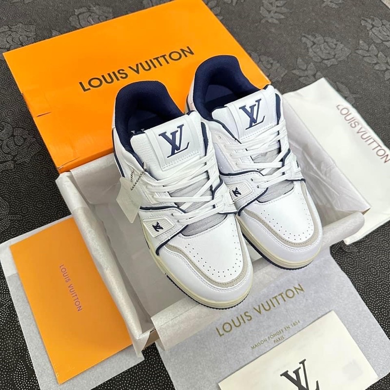 Louis Vuitton Lv Trainer 54 Signature Marine Blue Best Premium Sneaker LV54 In Milk Blue White 36-43
