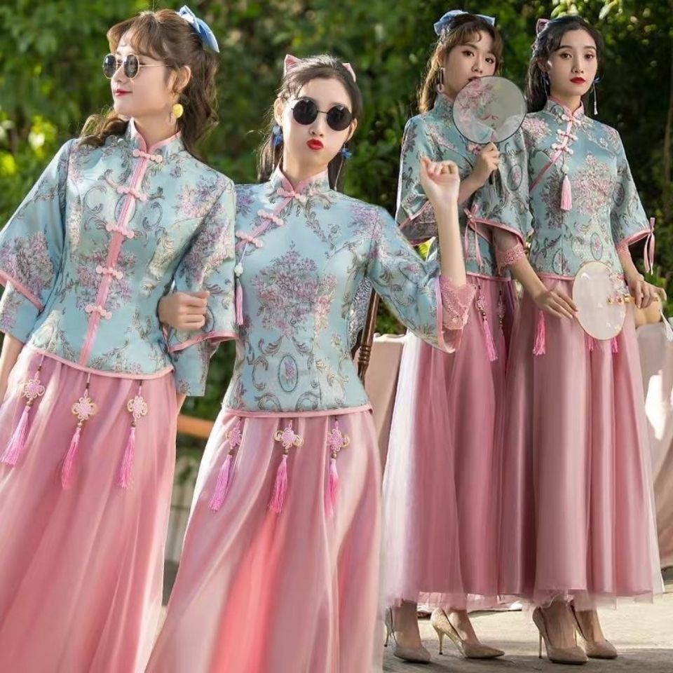ชุดเดรสยาว สไตล์จีน สําหรับเพื่อนเจ้าสาว