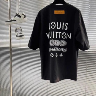 Lv ใหม่ เสื้อยืดลําลอง แขนสั้น คอกลม พิมพ์ลายตัวอักษร ทรงหลวม ระบายอากาศ แฟชั่นฤดูใบไม้ผลิ และฤดูร้อน สําหรับเล่นกีฬา