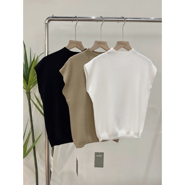 เสื้อสเวตเตอร์แขนกุดบางคอปก 3p AL53