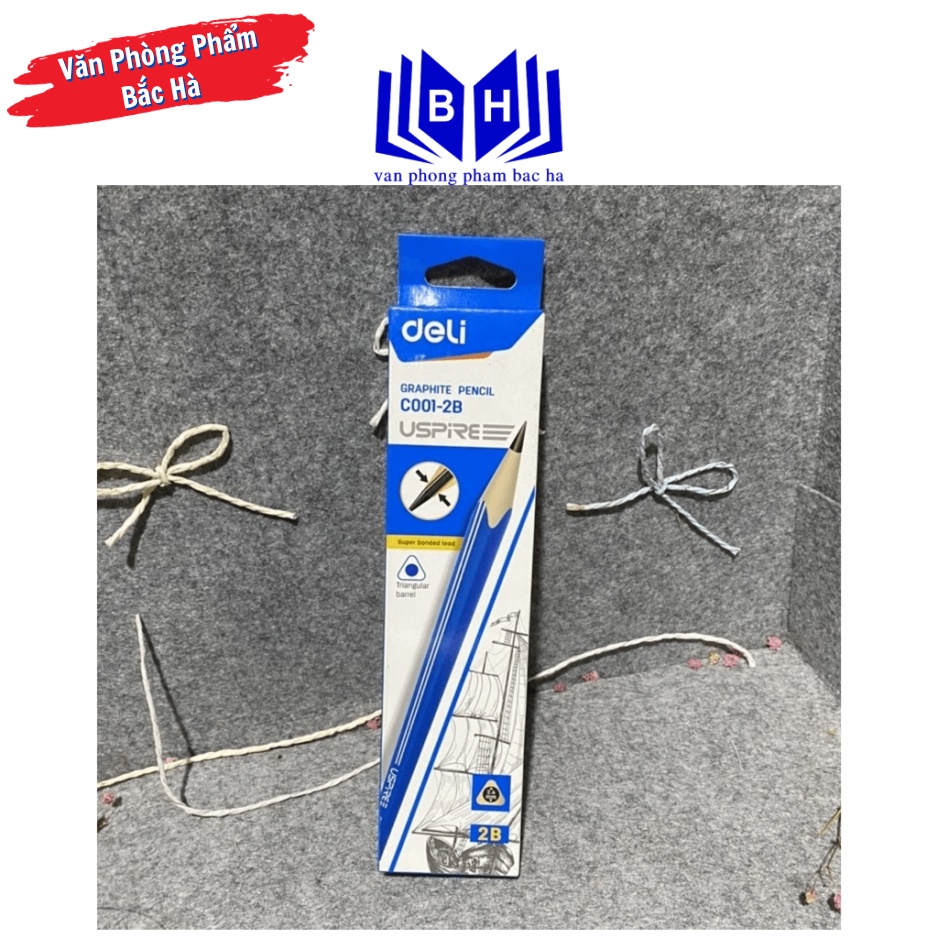 Combo of 6 -12 Deli EC001-2B 2B Pencils - พร้อมยางลบ ตัวสามเหลี่ยม (C001)