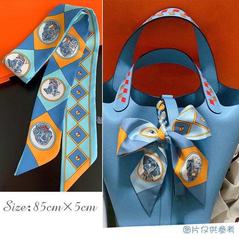 HERMES สายคล้องกระเป๋าถือ ผ้าพันคอ ผ้าเรยอน ประดับริบบิ้น ขนาดใหญ่ ระดับไฮเอนด์