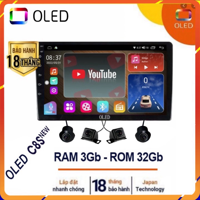 ชุดรวมหน้าจอ DVD Android และกล้อง HD 1080P 360 องศา Oled C8S เทคโนโลยี 5G ใหม่ - สินค้าของแท้