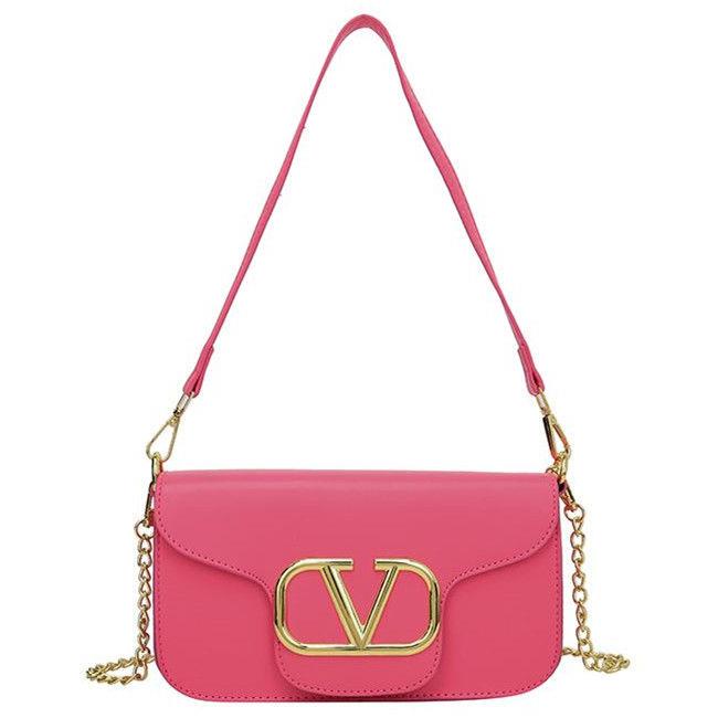 [ขายดี] Valentino กระเป๋าสะพายไหล่ ทรงสี่เหลี่ยม ขนาดเล็ก เรียบง่าย หรูหรา สีชมพู