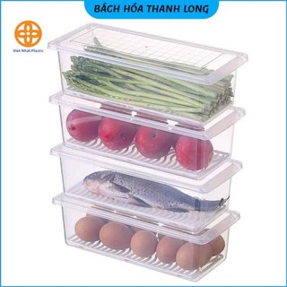 Hộp Đựng Thực Phẩm Hoa Quả,Thức Ăn, Rau Củ Có Khay Để Tủ Lạnh Bằng Nhựa PP An Toàn Cho Sức Khỏe Hàng Việt Nhật (H-6586)