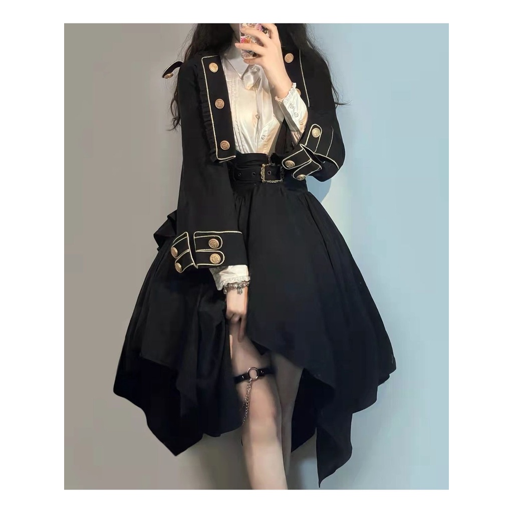 Preppy Style Trobe Lolita Christmas Dark Style Jacket Dress Suit